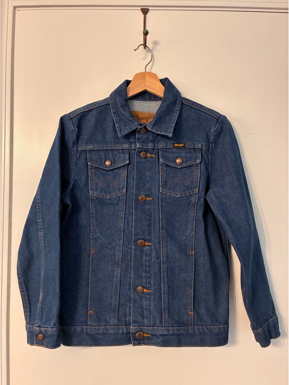 Wrangler Youth Large Denim Trucker Jacket Authentic Western Blue Jean